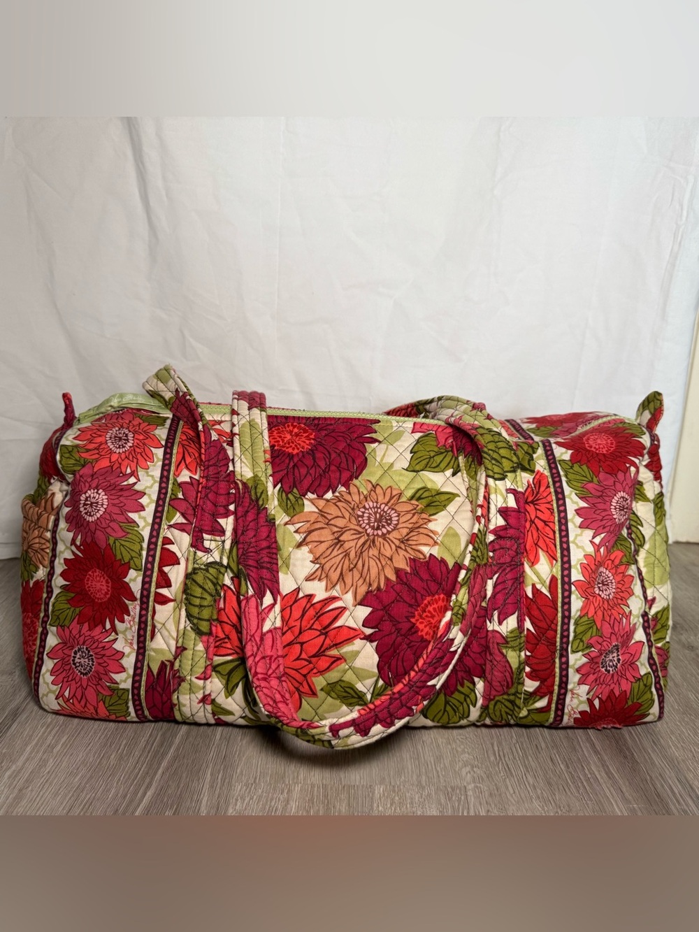 Vera Bradley Hello Dahlia Quilted Floral Travel Overnight Duffle Bag 18"